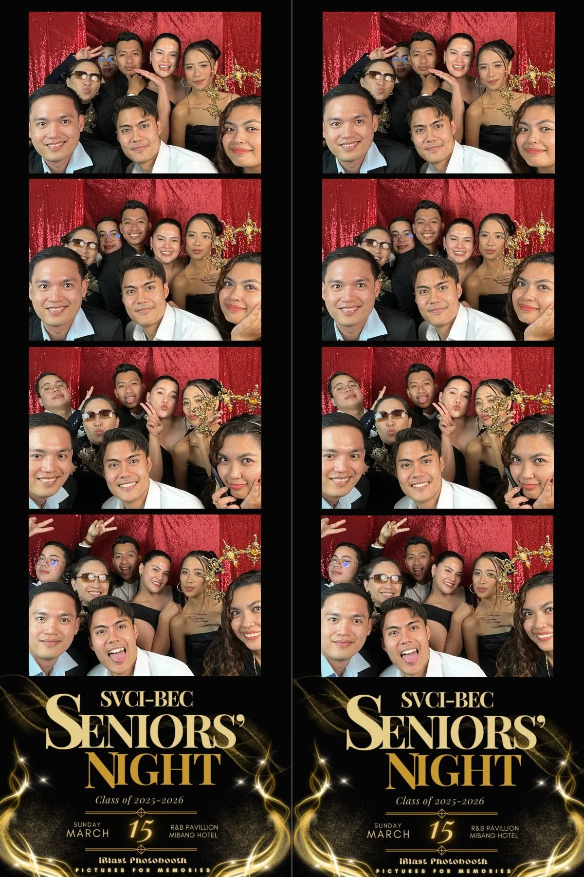 Photobooth layout design for SVCI-BEC Seniors&rsquo; Night, class of 2025-2026, in a double vertical strip format