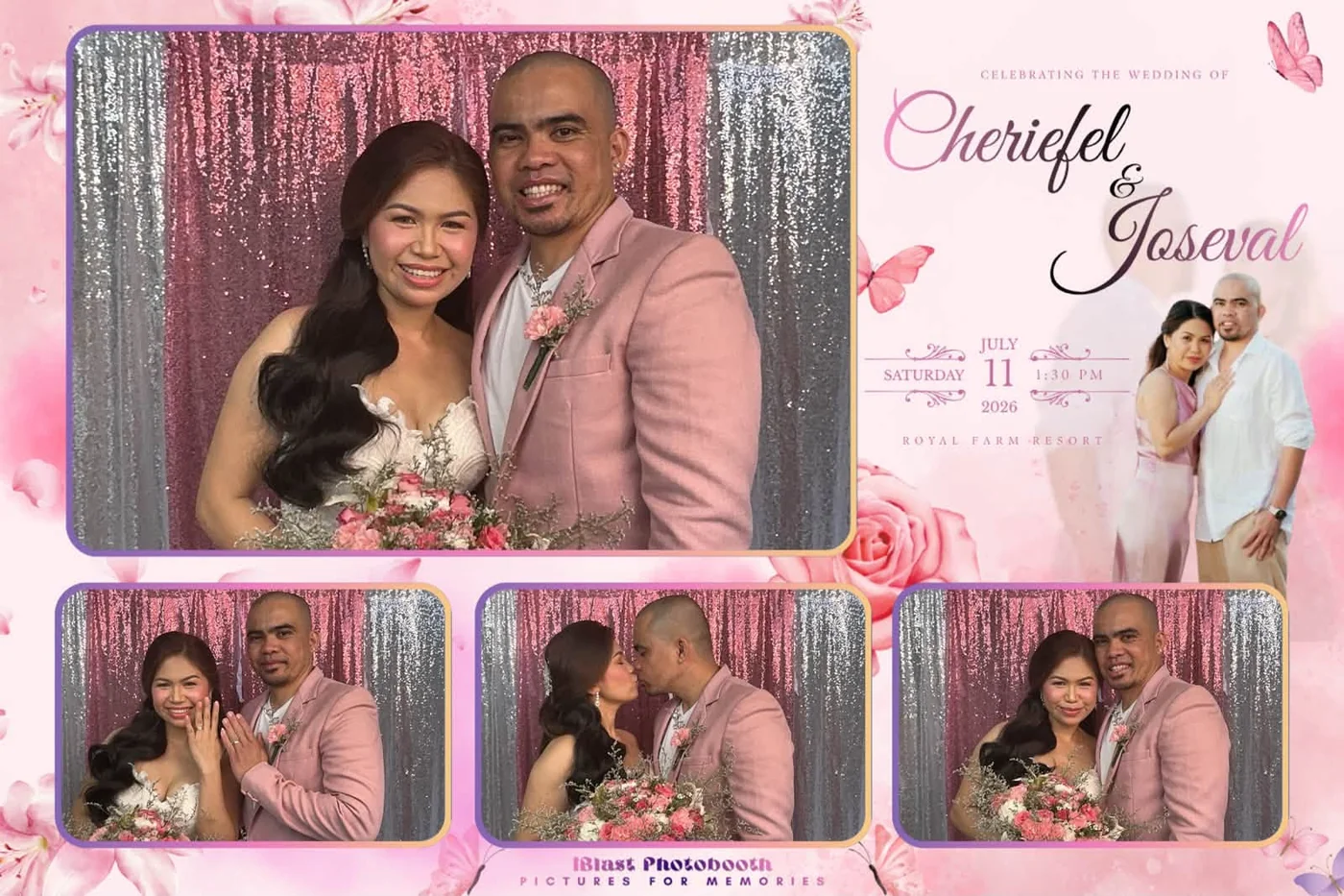 Photobooth layout design for the wedding of Cheriefel and Joseval, in soft pink and floral styling